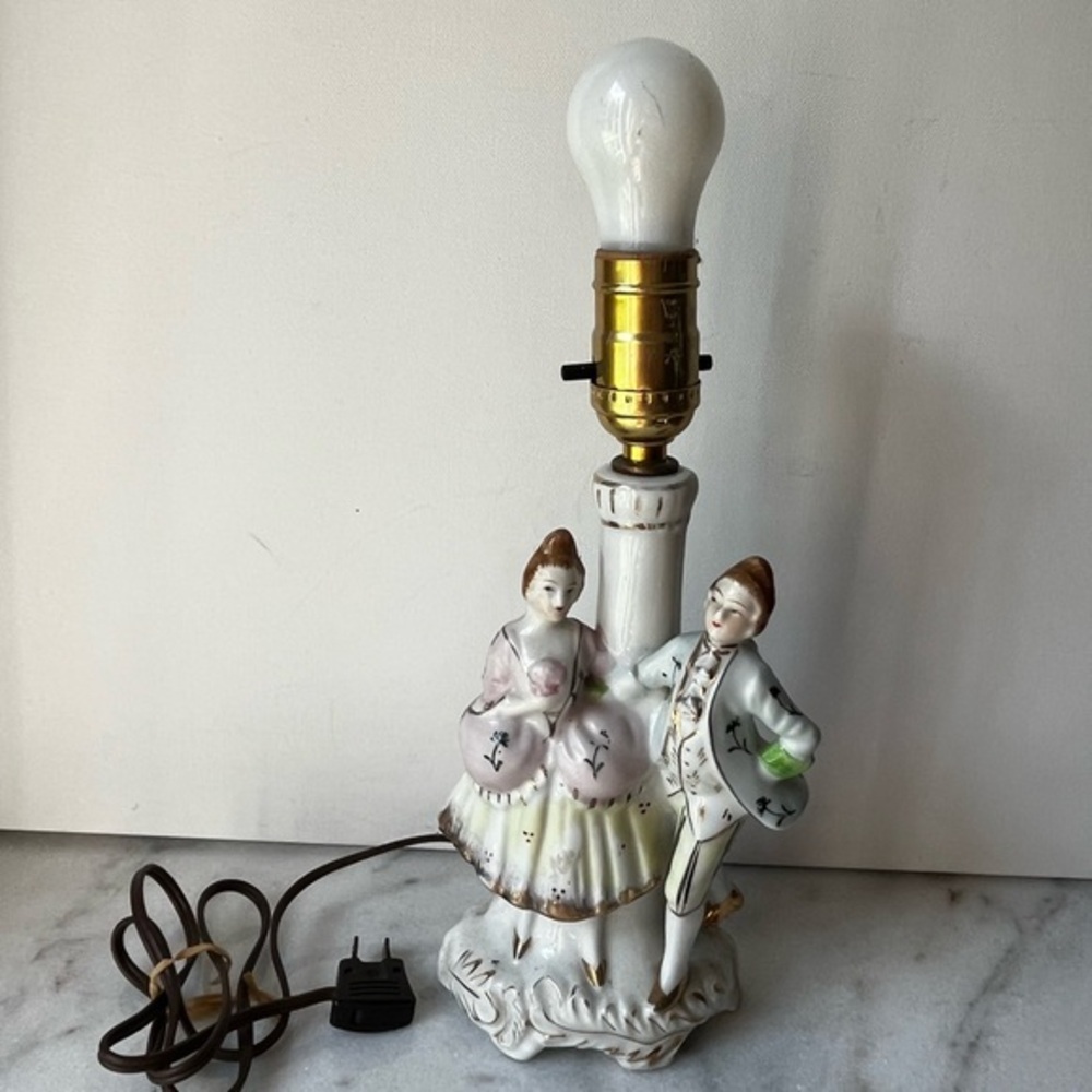 Vintage Porcelain Couple Lamp